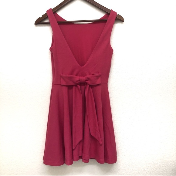 ASOS Pink Mini Skater Dress with Bow Women’s Size- 6 - Picture 3 of 12